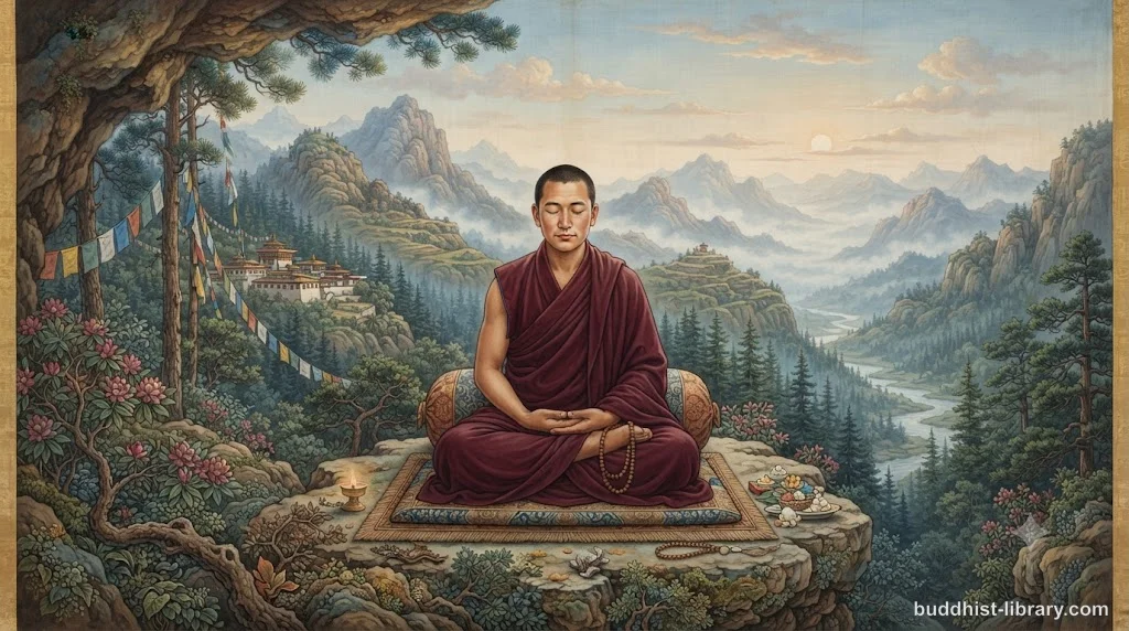 Serene meditation posture in traditional Buddhist sitting position with proper alignment