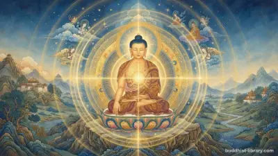 Luminous mind observing itself—concentric circles of awareness radiating outward in deep meditation