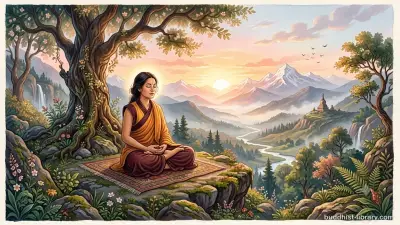 Person sitting in meditation posture in serene natural setting