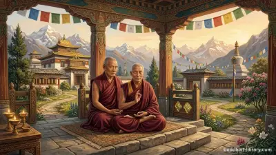 Serene meditation scene showing deep concentration and inner stillness in traditional Buddhist practice