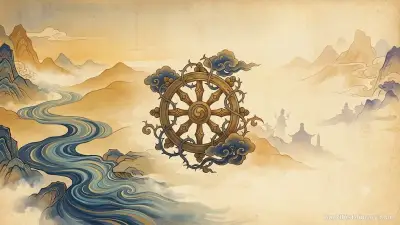 Three symbolic elements representing impermanence, suffering, and non-self in traditional Buddhist art