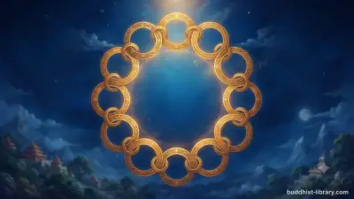 Twelve interconnected rings forming a continuous chain, symbolizing dependent origination in Buddhism