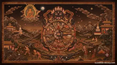 Traditional spiritual art depicting the concept of dukkha in Buddhist philosophy