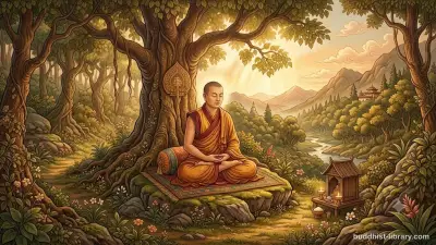 A serene meditation scene depicting present-moment awareness and mindful contemplation