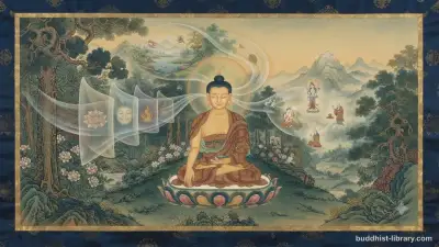 Abstract representation of Buddhist concept of perception showing layers of recognition and interpretation in traditional spiritual art style